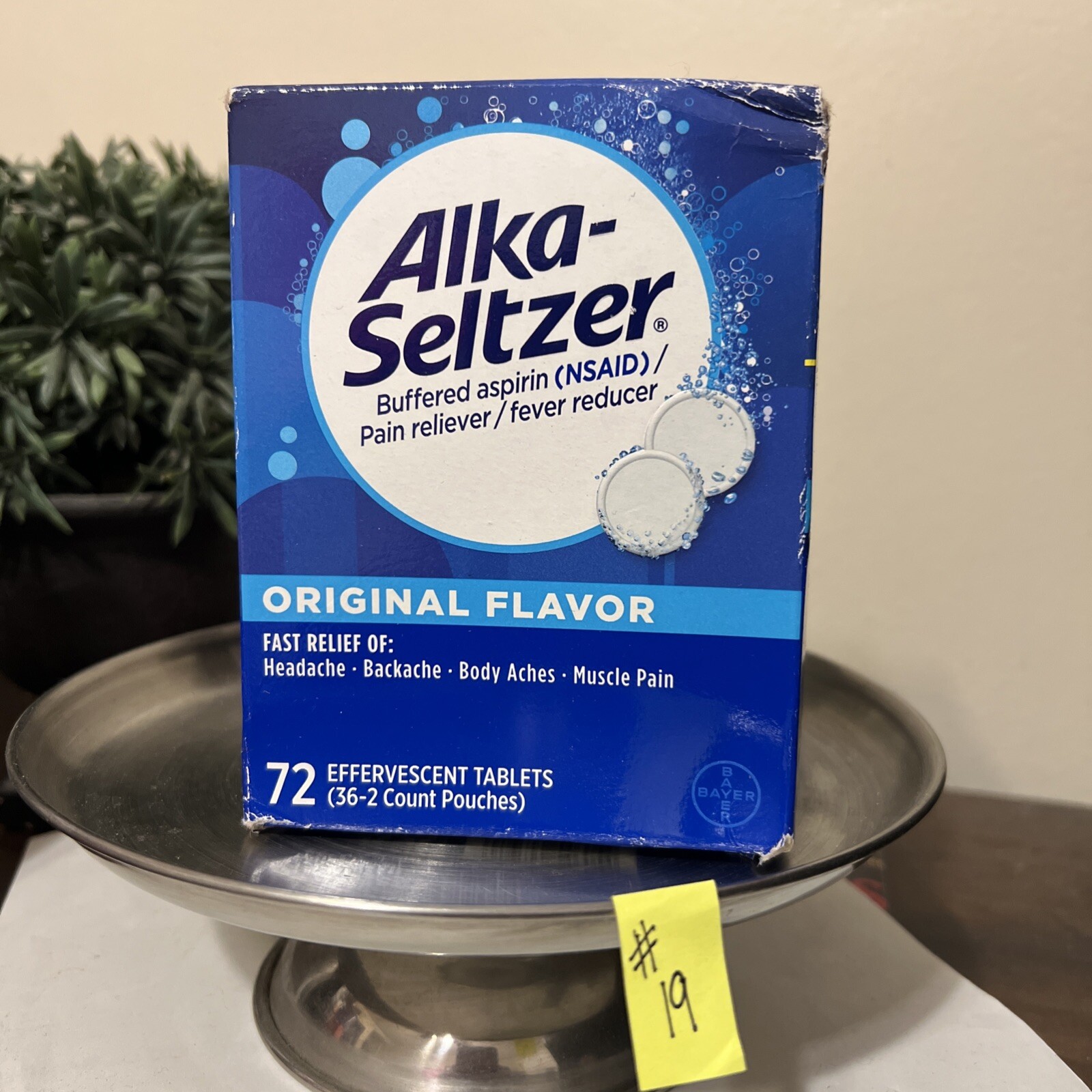Alka-Seltzer Original Antacid Relief Effervescent Tablets 72 Count Ex6/27