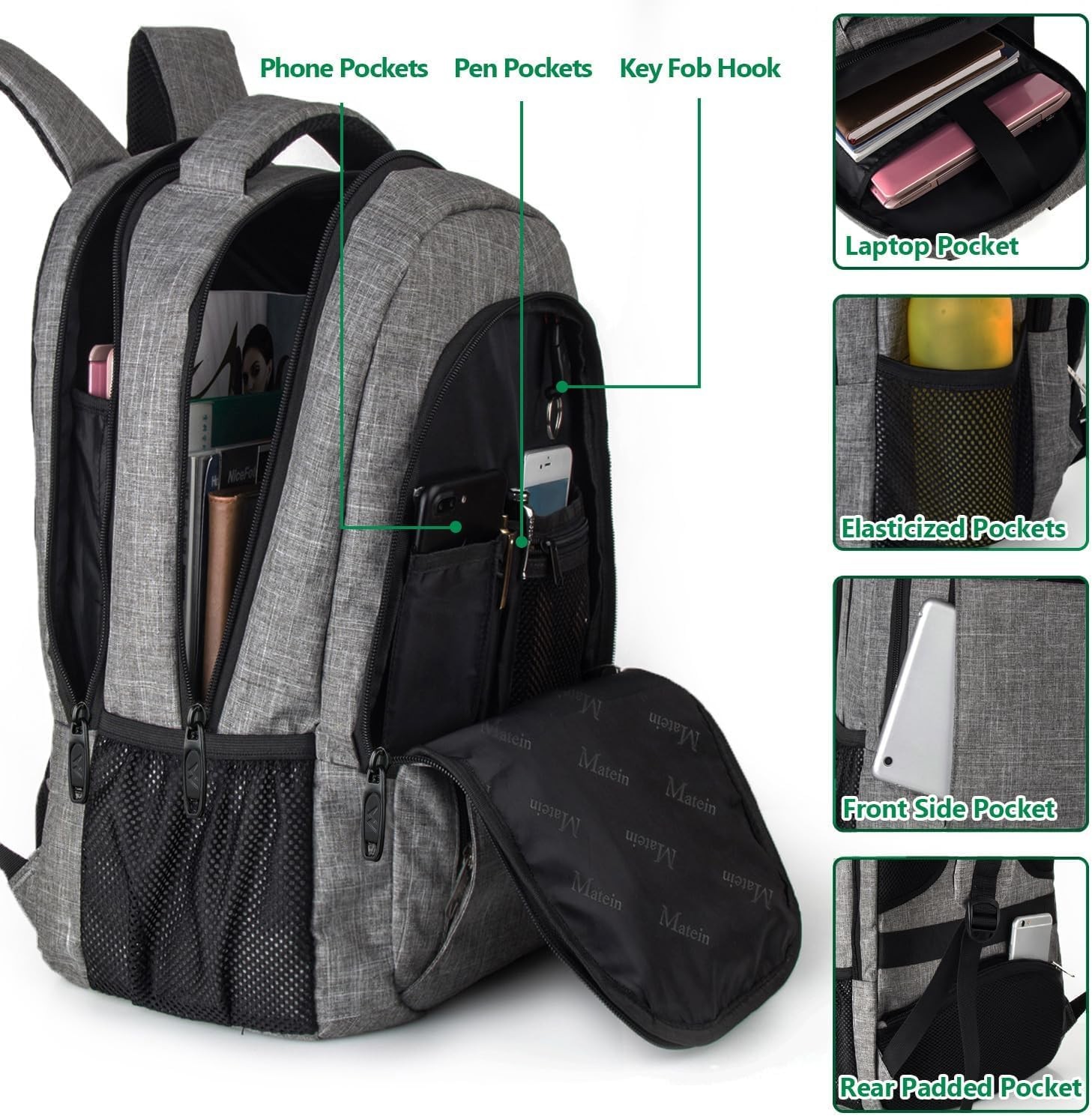 15.6 Inch Laptop Backpack Antitheft Travel Business Computer Bag Water Resistant