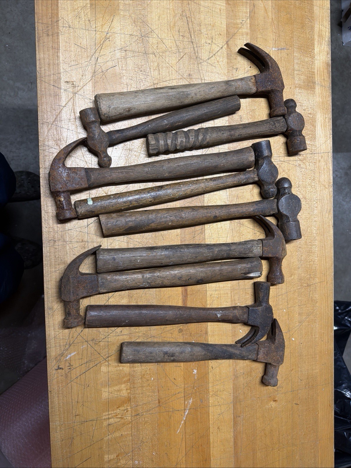 Lot Of 10 Vintage Hammers Ball Peen Carpenters
