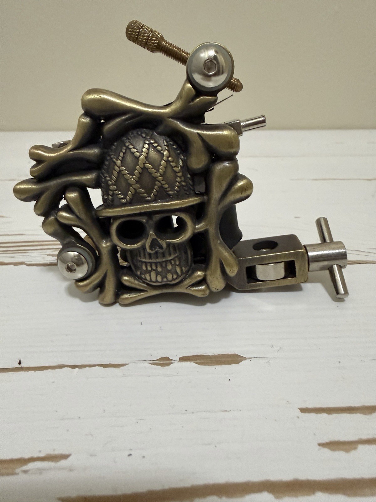 Tattoo Skull Rotary Gun Machine Liner Shader 10 Wrap Coil Dual Gold