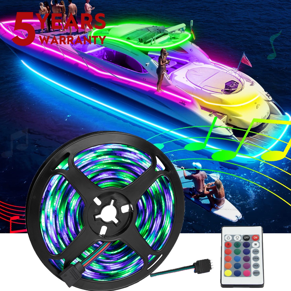 RGB LED Strip Lights for TV, 16.4 Ft TV LED Backlight for 16.4 Inch, Boat Lights
