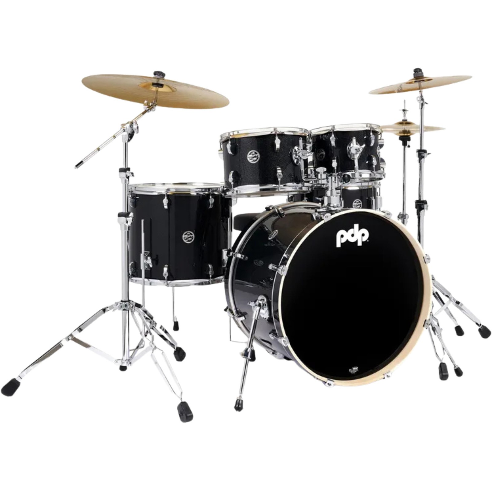 PDP Mainstage 5-Piece Complete Acoustic Drum Kit, Black Sparkle