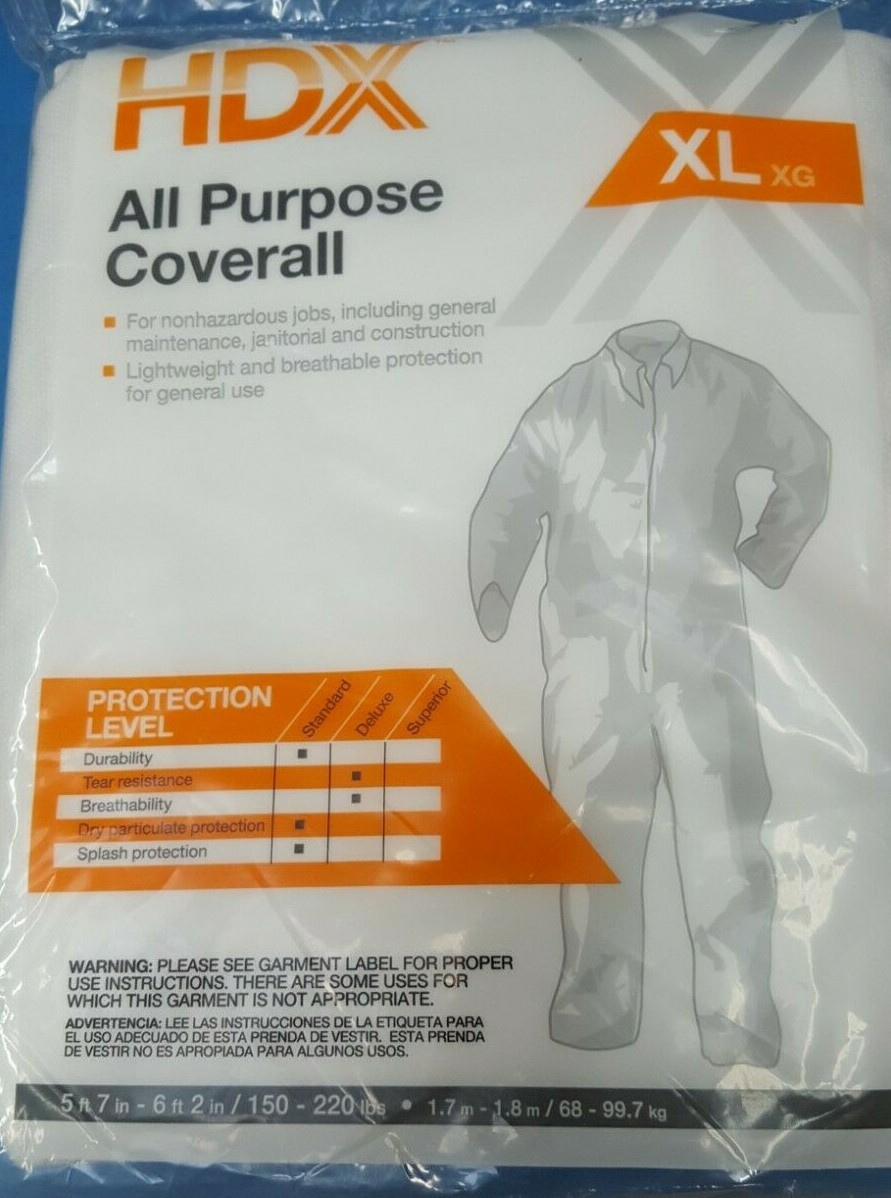 HDX XL All Purpose Coverall, For General Maintenance, Janitorial, Construction