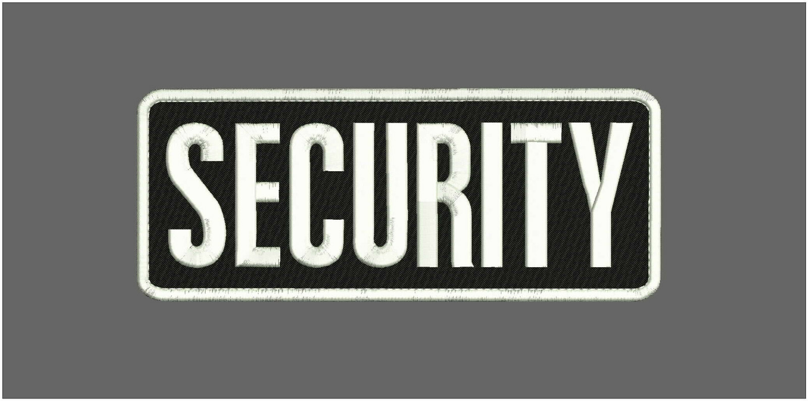 SECURITY EMBROIDERY PATCH 4X11 HOOK ON BACK  BLACK/WHITE
