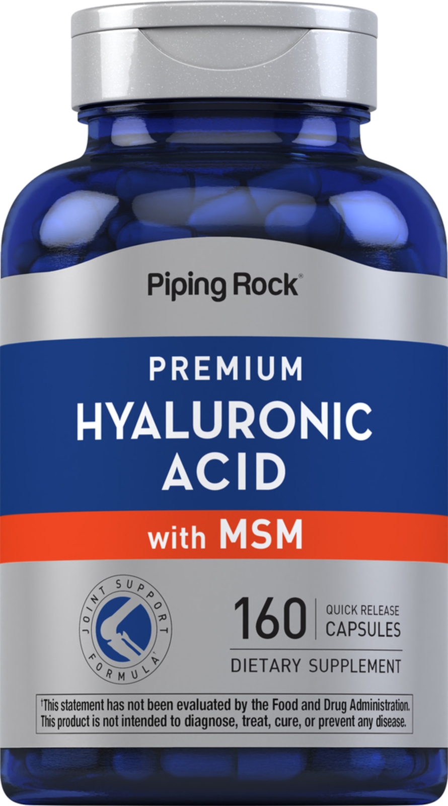 Hyaluronic Acid with MSM | 1000mg | 160 Capsules | Non-GMO | by Piping Rock