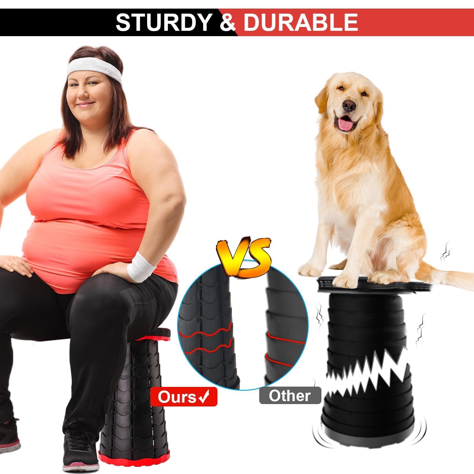Doseno Upgraded Foldable Stool Set of 2, Portable Collapsible, Thickened