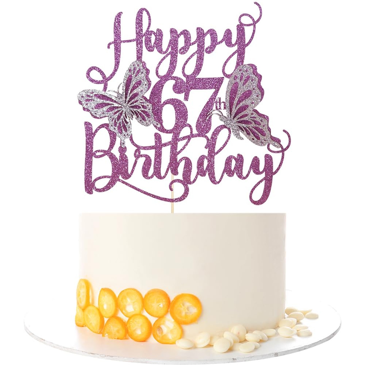 Kaoenla Butterfly Happy 67th Birthday Cake Topper-3D Butterfly theme 67 years...