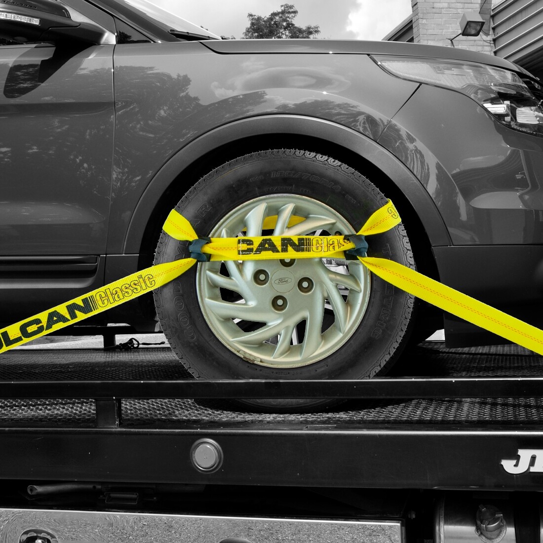 VULCAN 8-Point Roll Back Car Tie Down Kit - Snap Hooks On Both Ends, 4 Pack
