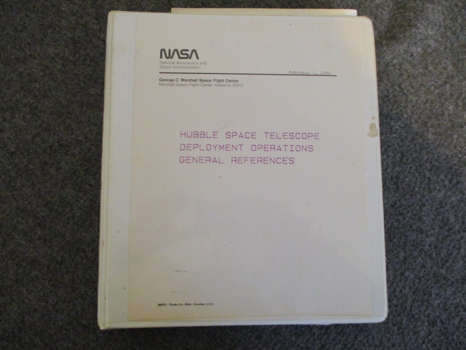NASA MSFC HUBBLE SPACE TELESCOPE STS31 DEPLOYMENT OPERATIONS GEN REF BINDER