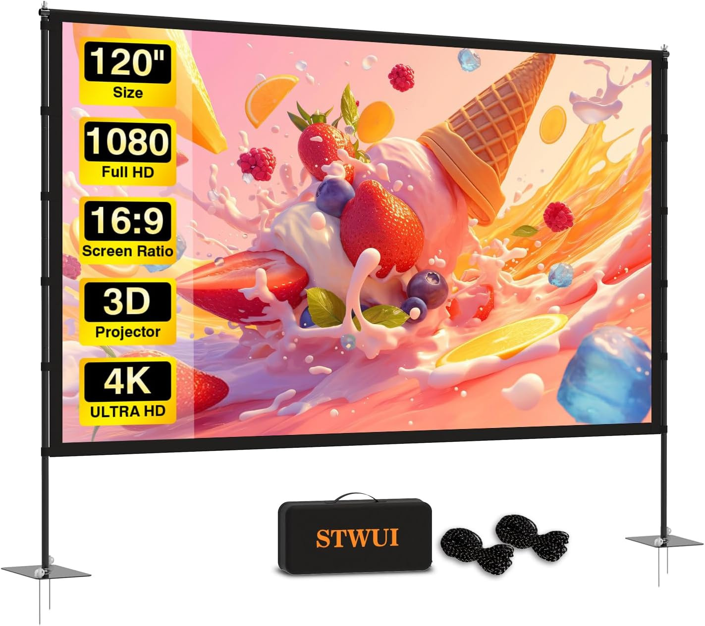 Outdoor-Projector-Screen-With-Stand - 120 Inch Portable Projection Screen Indoor
