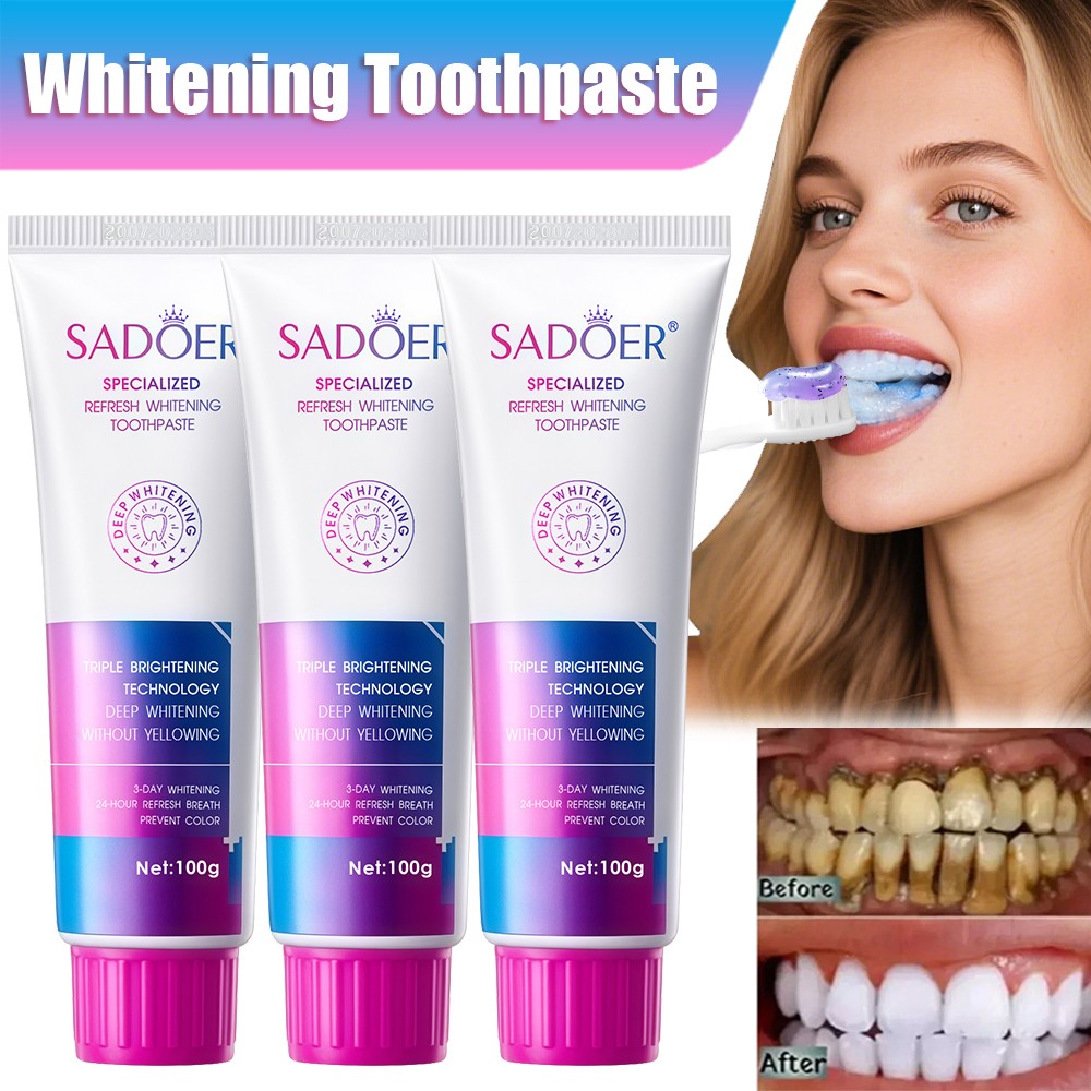 1~3 Pack | Triple Whitening Toothpaste Deep Cleaning Remove Plaque Stains Tartar