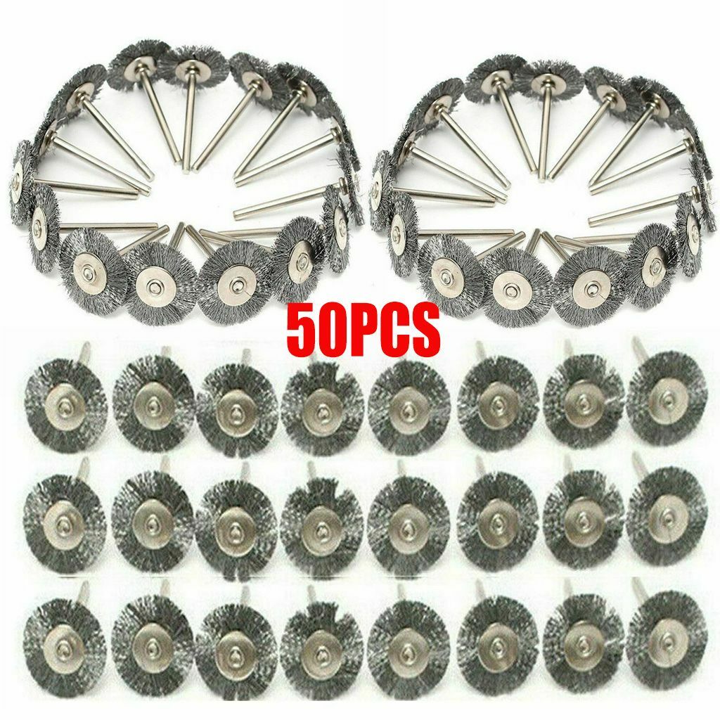 50pc Stainless Steel Wire Brush Fit Dremel Rotary Tool Die Grinder Removal Wheel