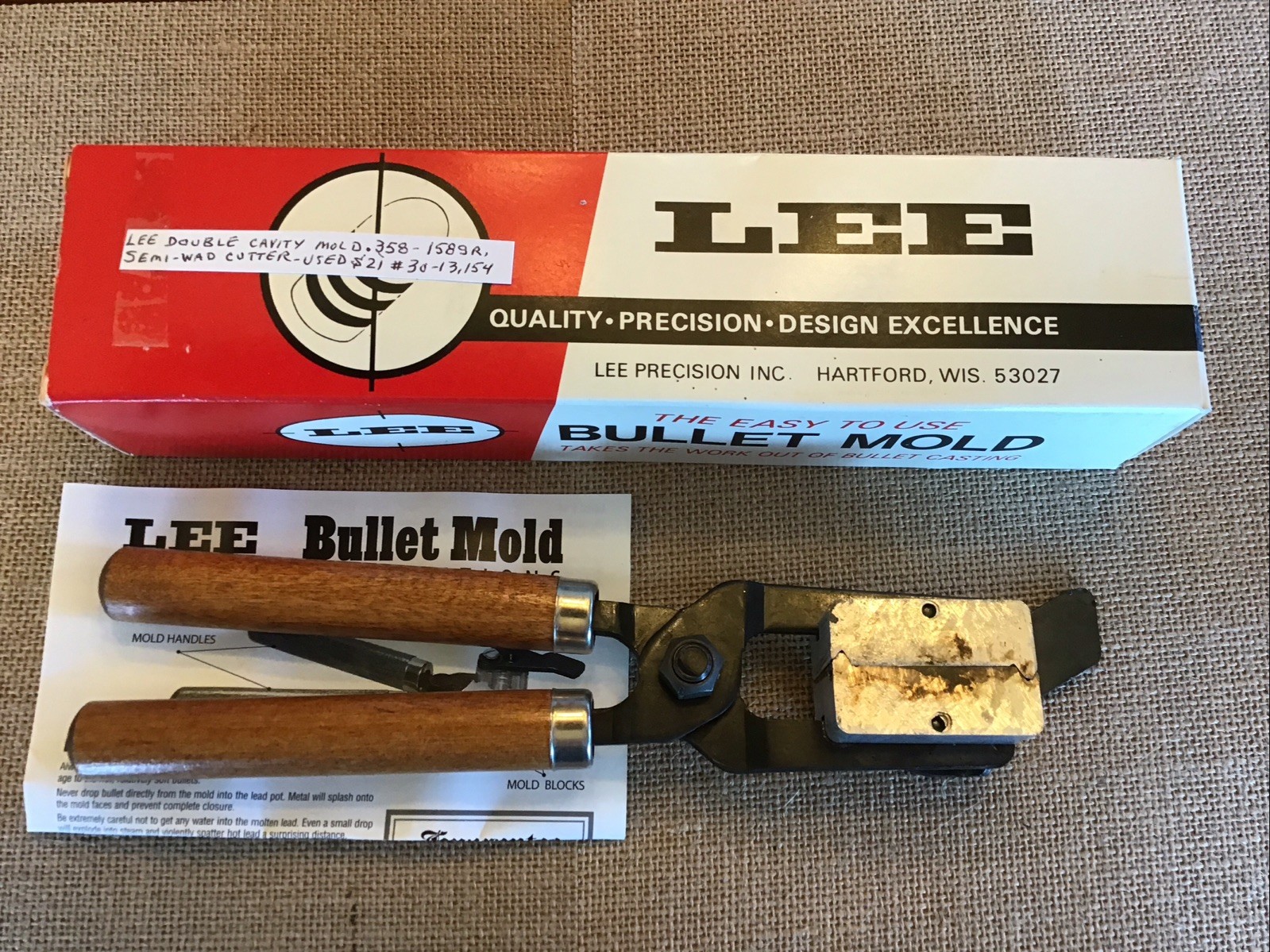 LEE Double Cavity Mold .358 -158 gr. Semi-Wad Cutter-Used #125