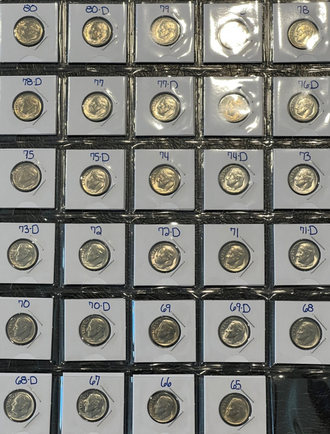 Complete Set of Choice/Gem BU Roosevelt Dimes 1965-1980 29 coins!!