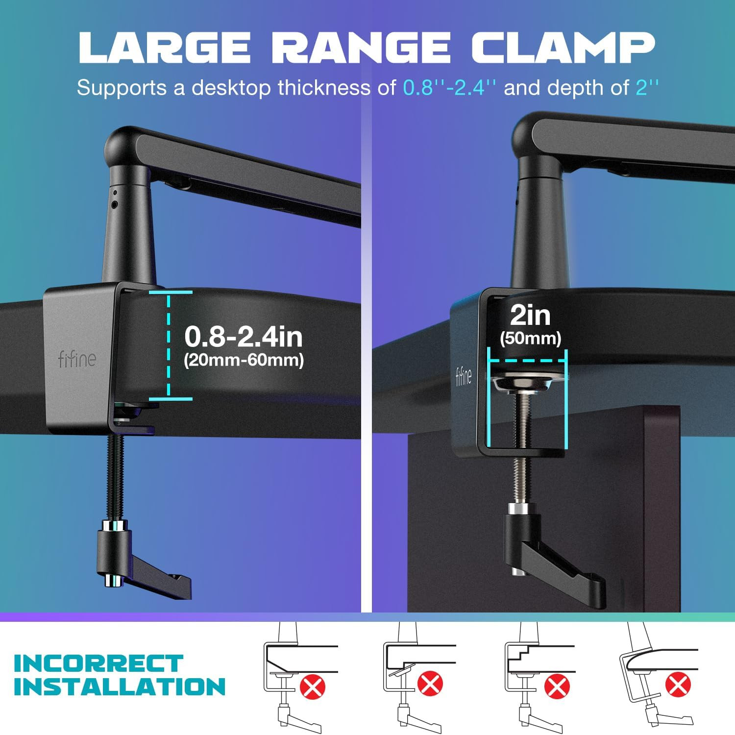 Microphone Boom Arm, Low Profile Adjustable Stick Microphone Arm Stand with Des