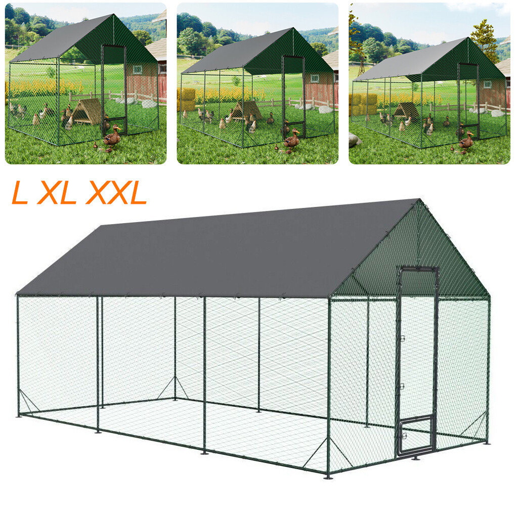 BingoPaw Upgraded Heavy Duty Metal Chicken Coop Backyard Farm Duck Hen Cage Runs