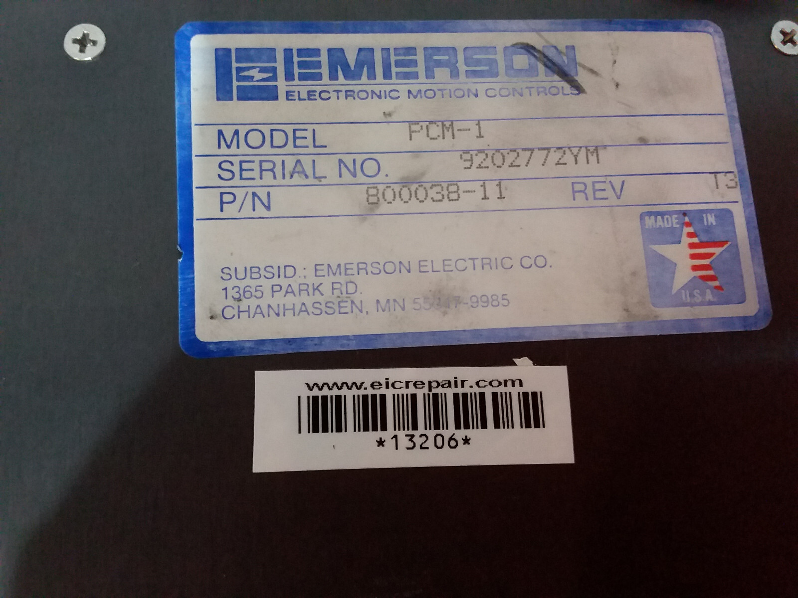 Emerson PCM-1 Positioning Drive Motion Program Controller Rev T.3