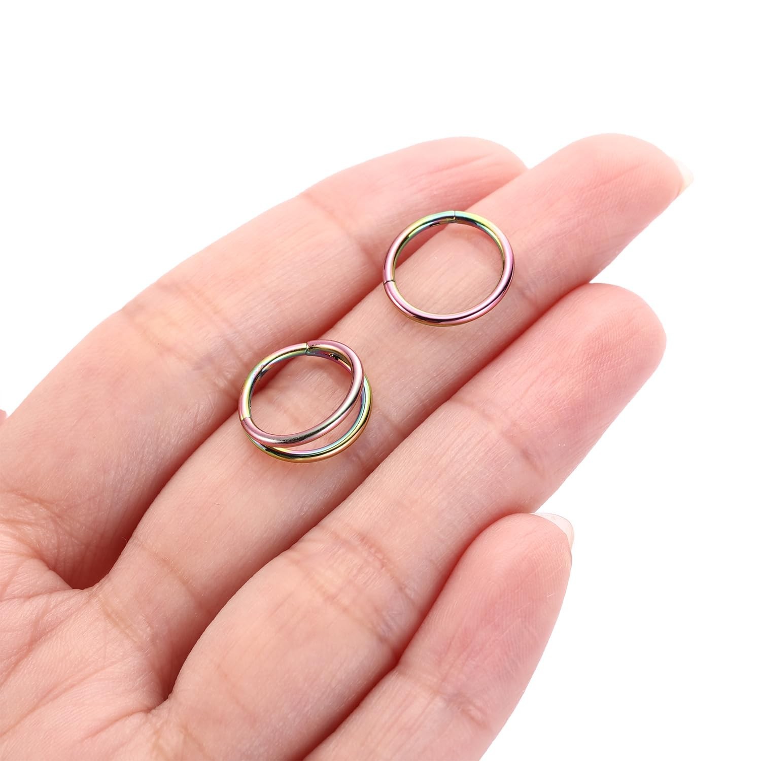 PEAKLINK Double Nose Hoop Ring Sets Hinged Segment Ring Seamless Clicker Ring...