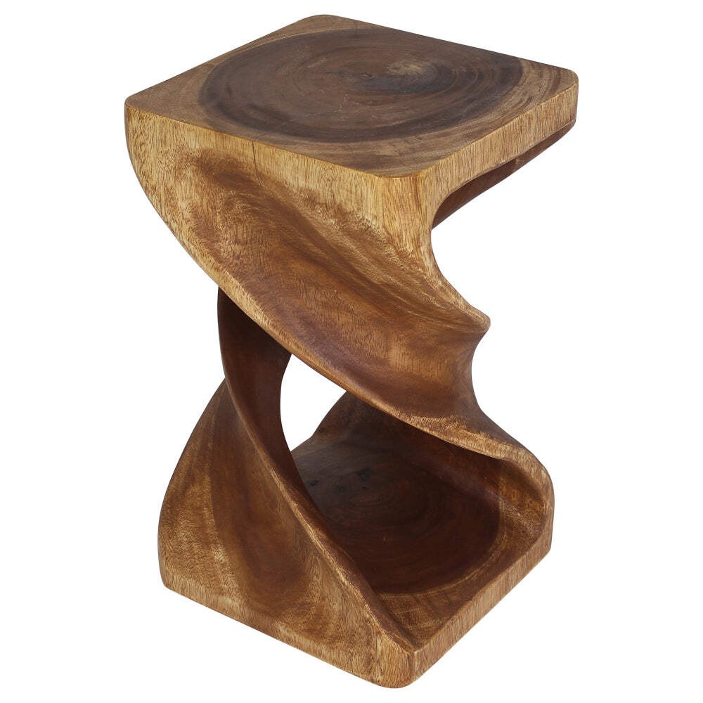 Haussmann Wood Double Twist End Table 12x12x20 in Height Walnut Oil