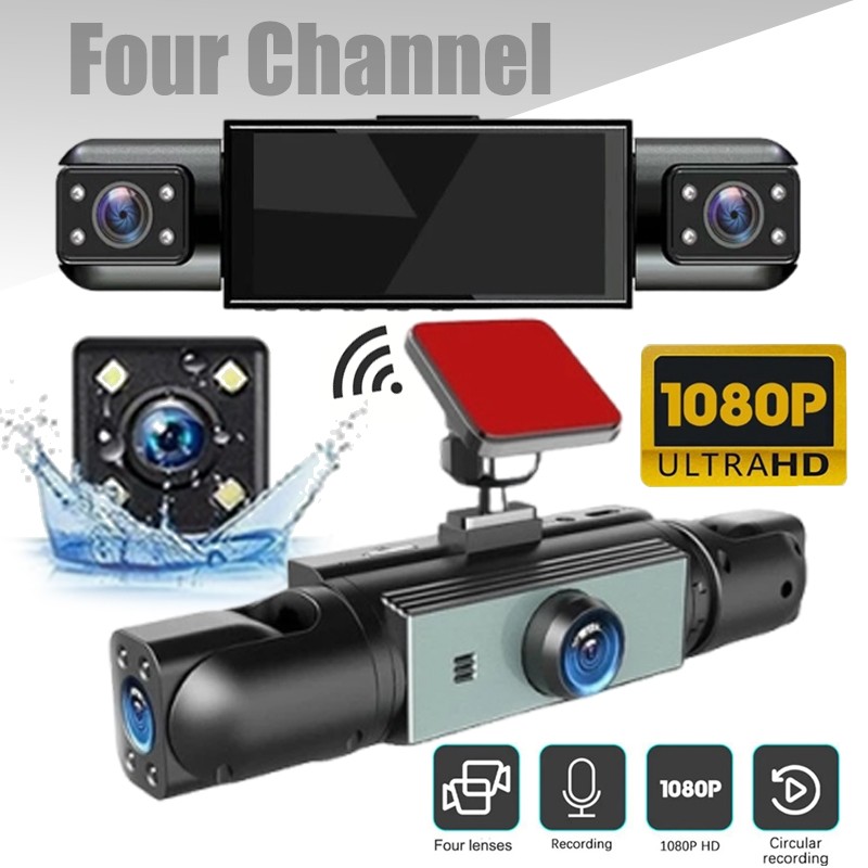 Dash Cam 4 Channel 360° Front Rear Inside DashCam, HD 1080P Car Camera WIFI US