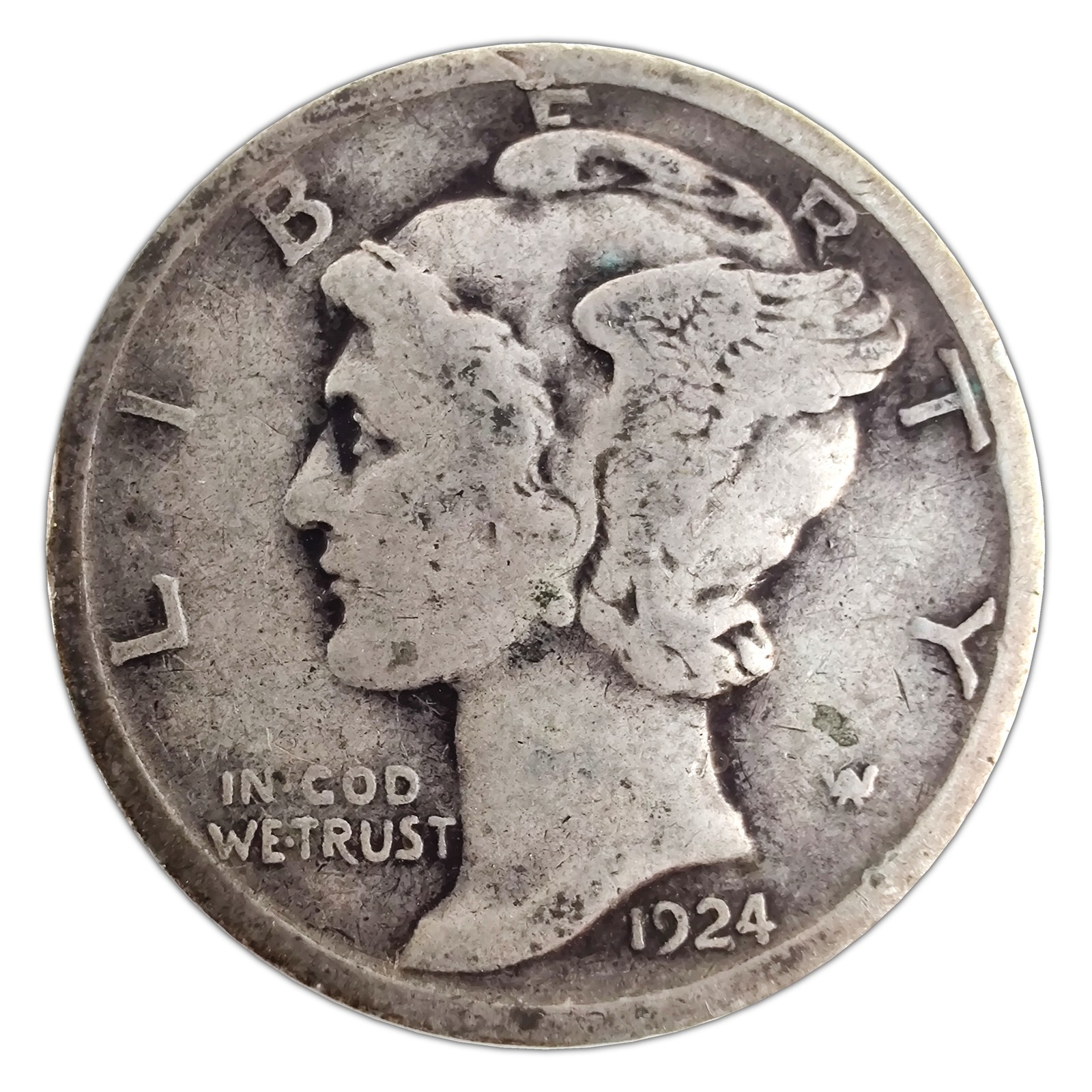 1924-P Mercury Dime G Good 90% Silver