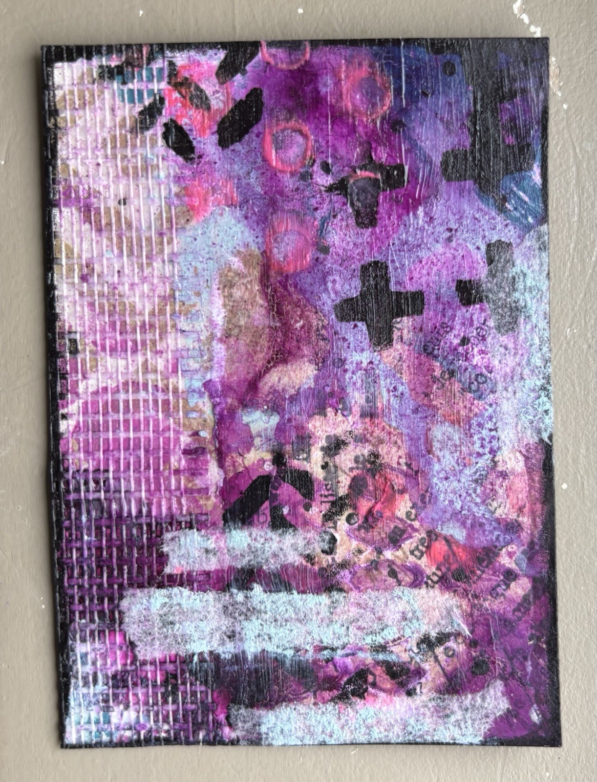 aceo ooak mixed media original abstract painting