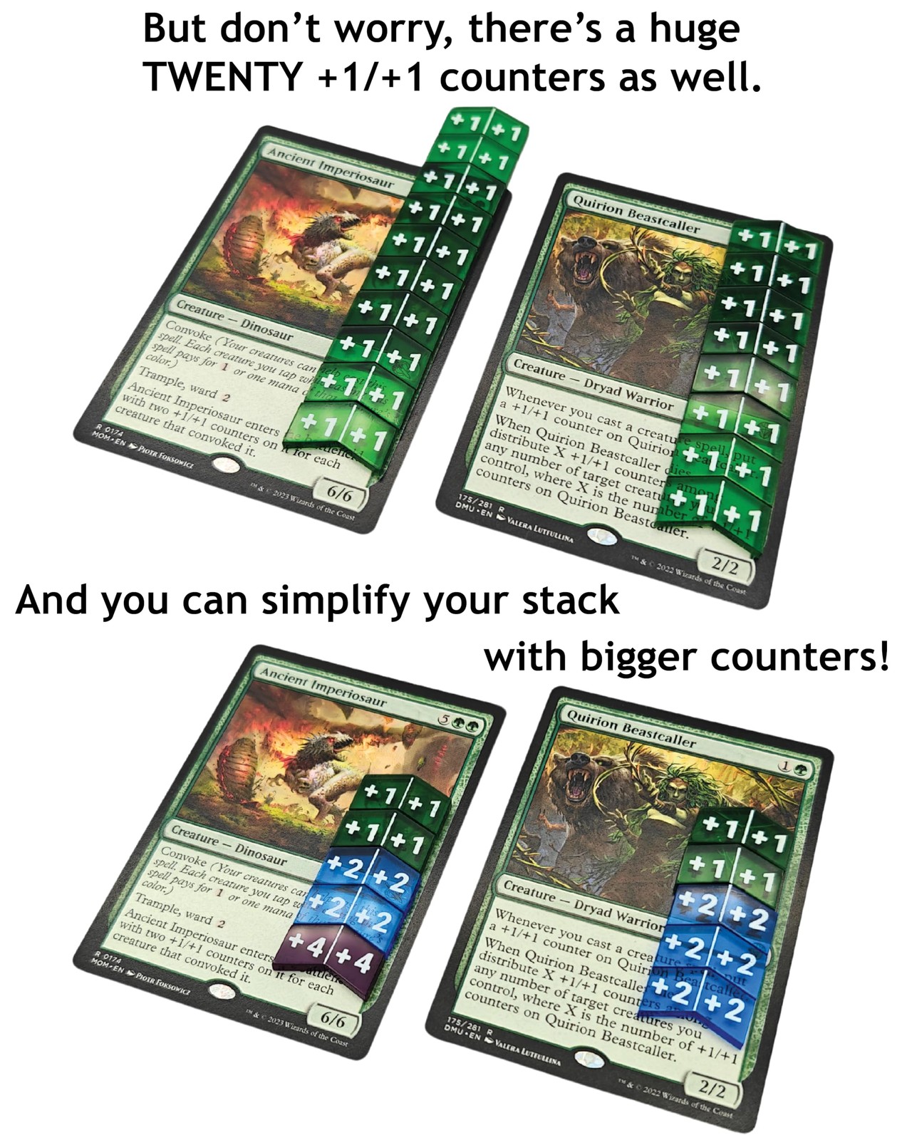 MTG Stat Counters/Buff Counters for Magic The Gathering - Set of 60 Color Cod...