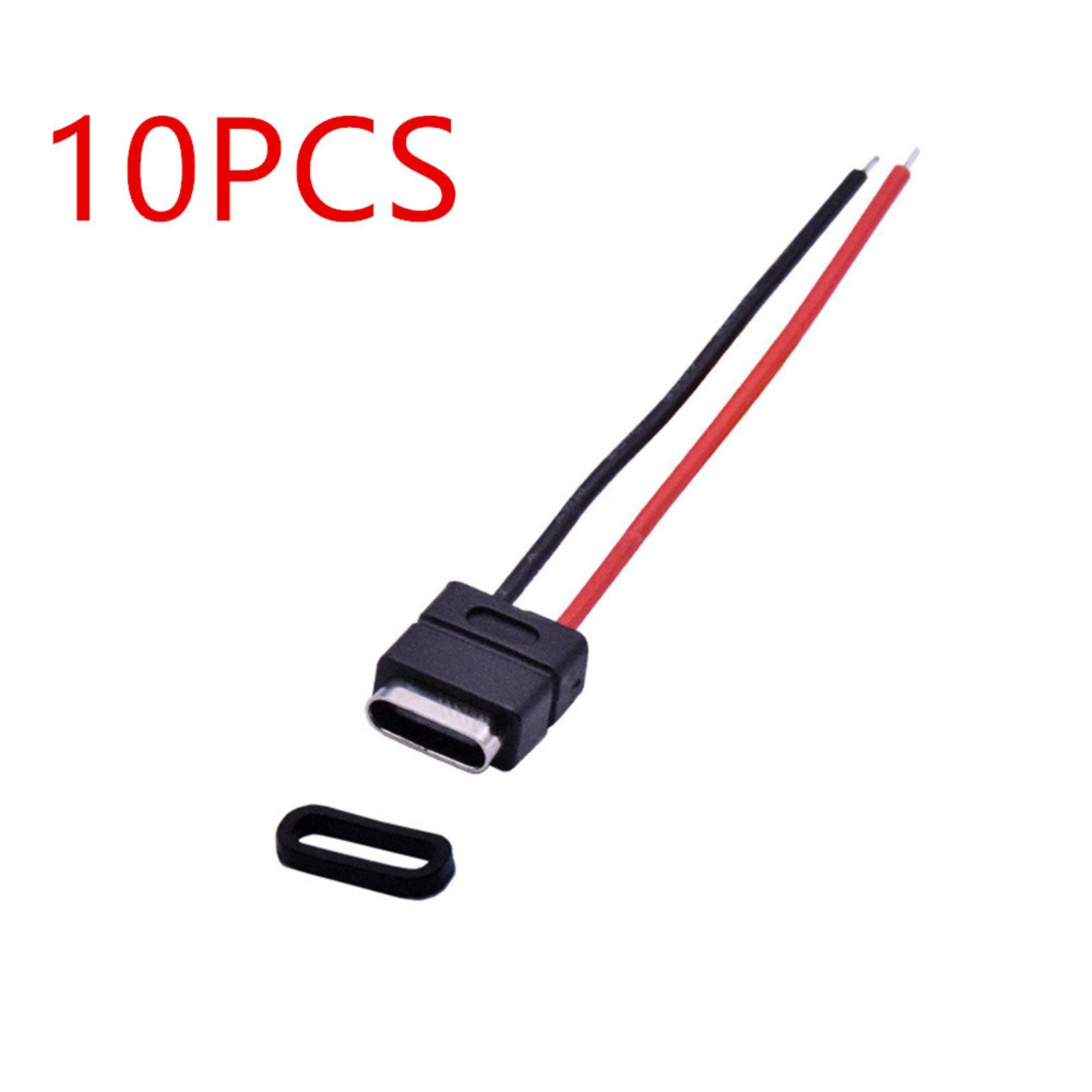 2 Pin USB 2.0 Type-C Connector Welding Wire Waterproof Female Socket Charging d