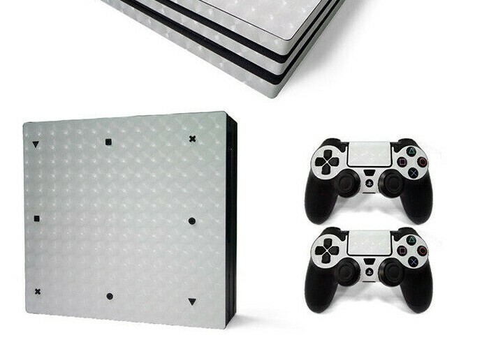For PS4 PRO Console Skin & 2 Controllers White 3D Effect Vinyl Wrap Decal