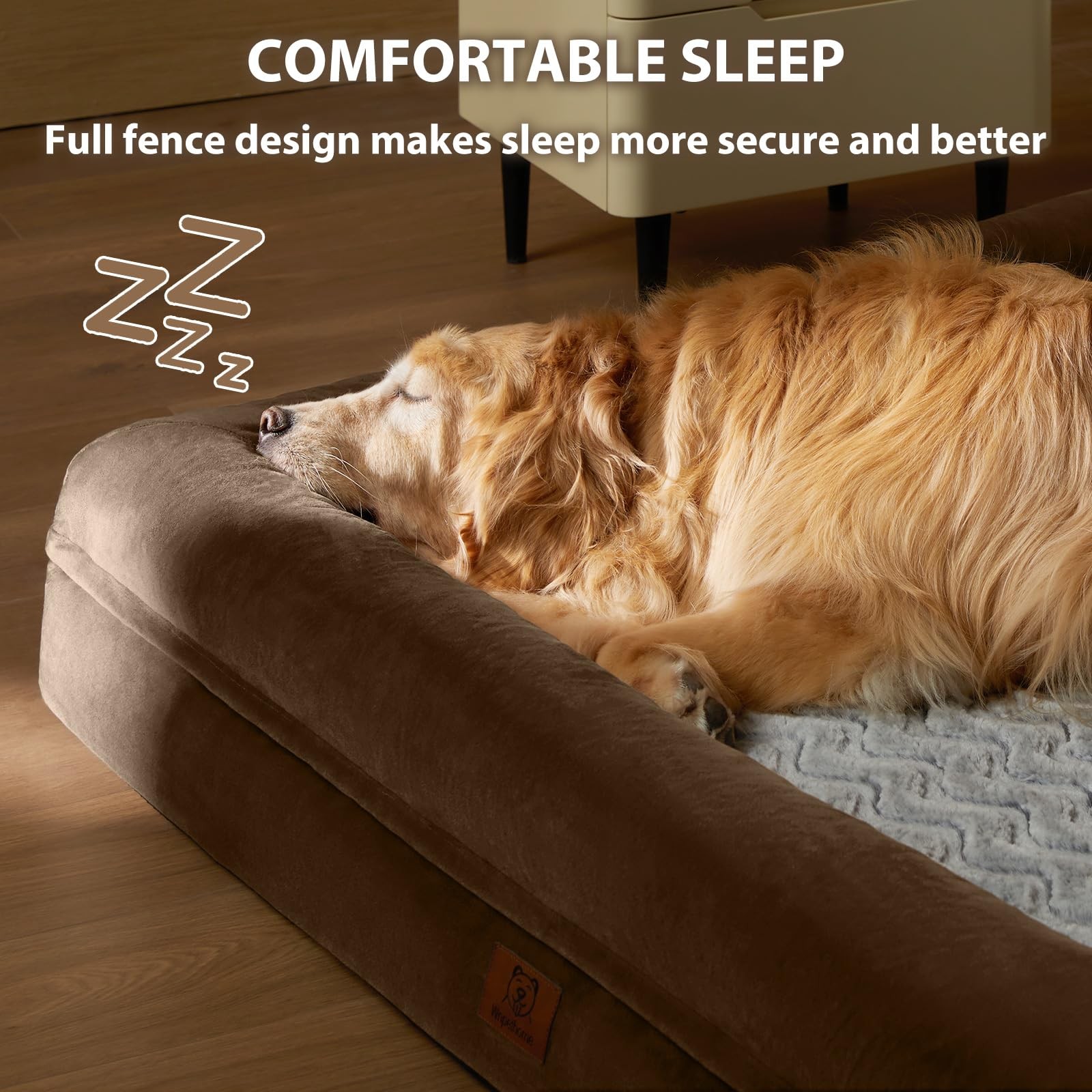 WNPETHOME XL Orthopedic Dog Bed, Washable, Waterproof Cover, Bolster Sides