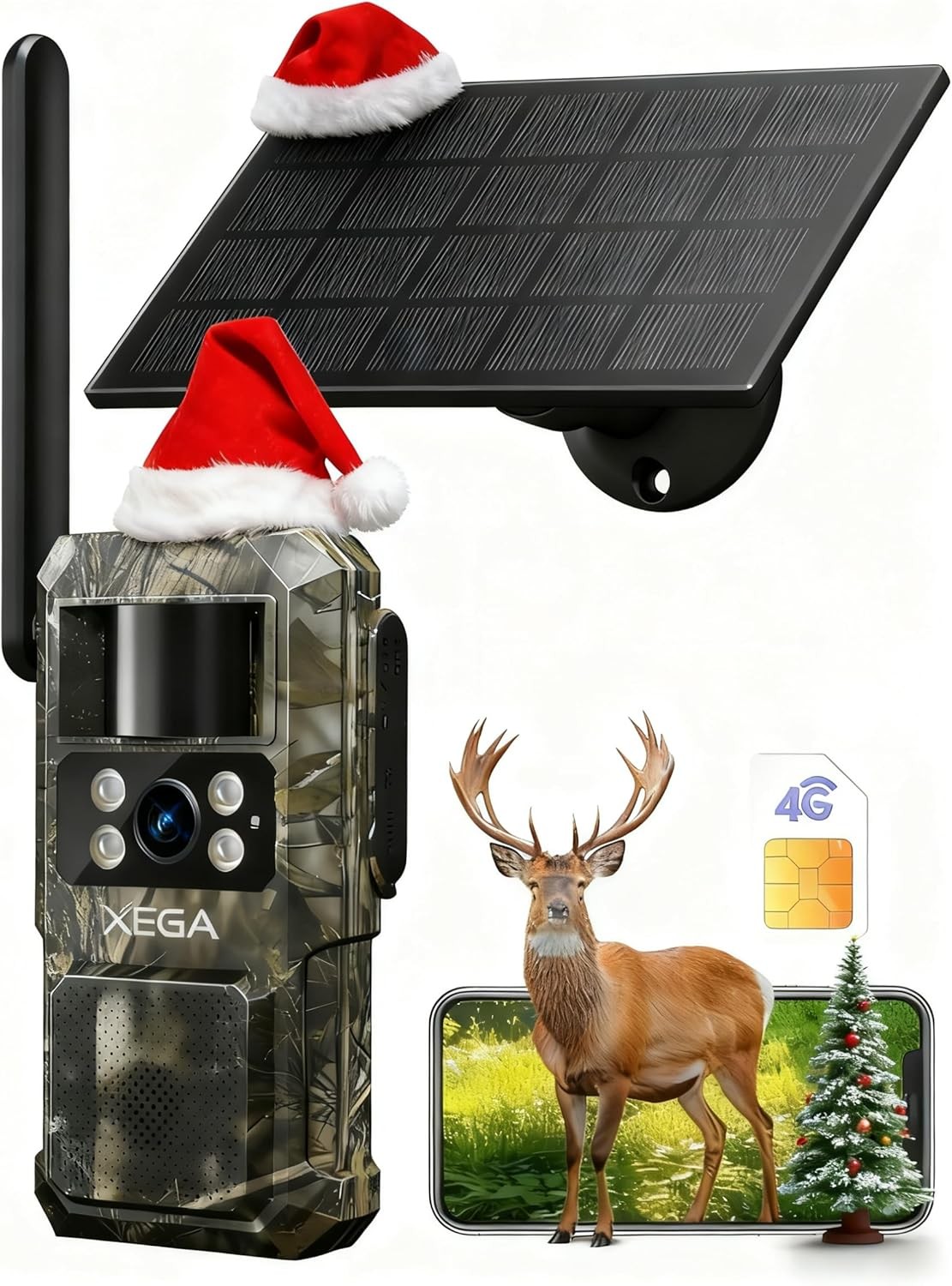 Xega 4G LTE Cellular Trail Camera with Livestreaming, No WiFi Game/Deer...