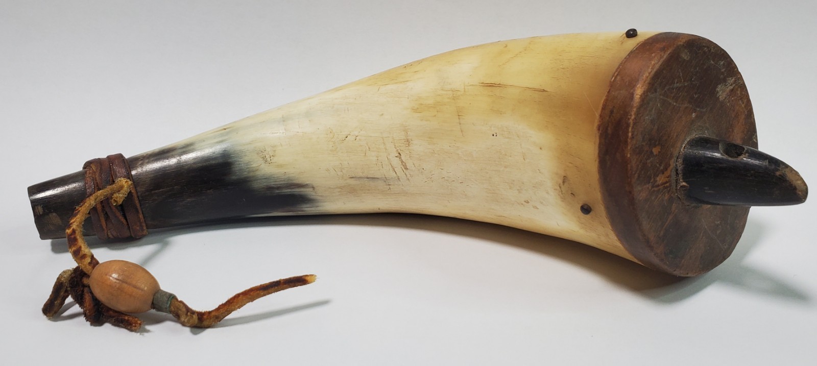 Antique Powder Horn with Wooden Base -- Found in Mexico