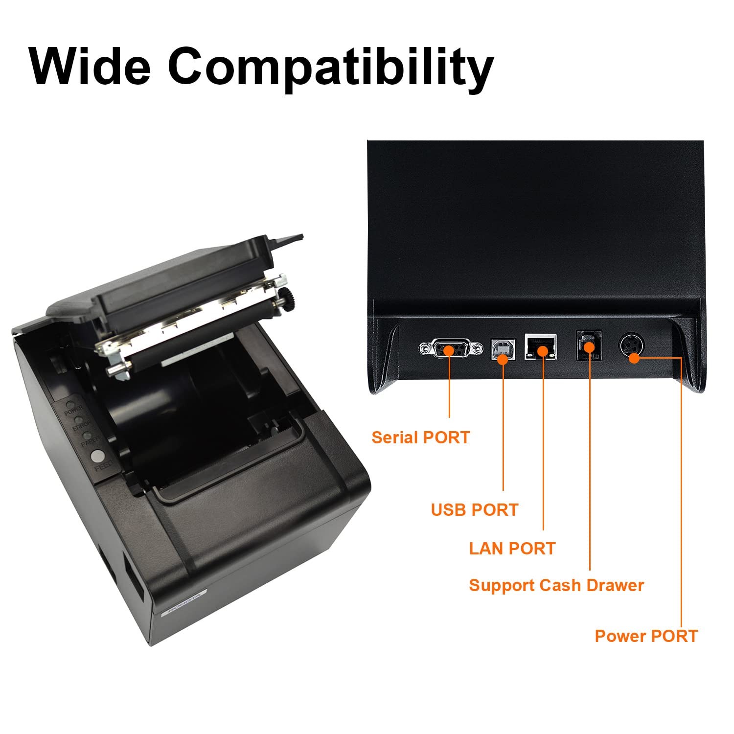 Rongta POS Printer, 80mm USB Thermal Receipt MEDIUM, BLACK