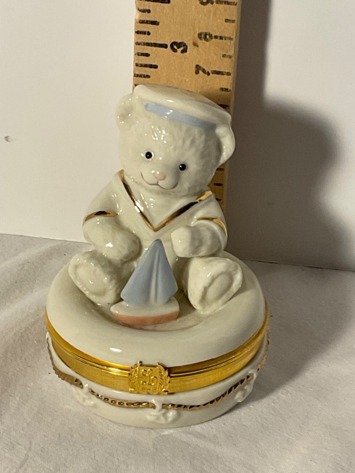 Lenox treasures anchors aweigh Bear on float trinket/treasure box