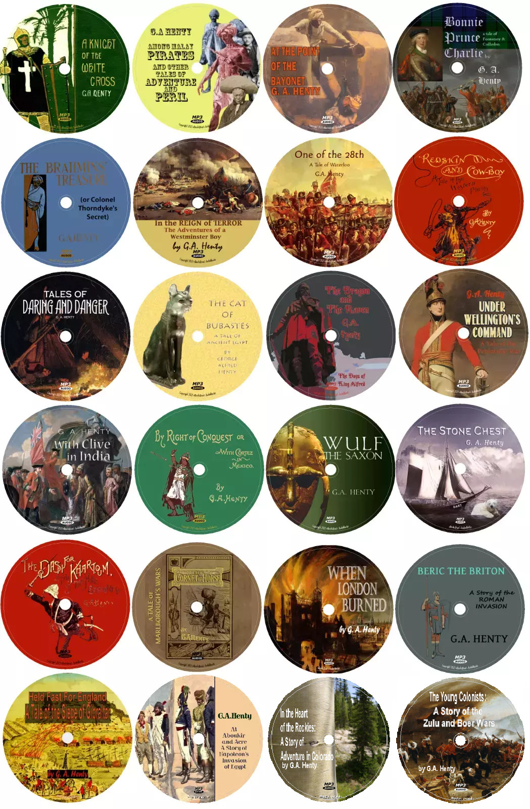 G. A. Henty 55 Historical Action Adventure Audiobooks in 55 MP3 Audio CDs