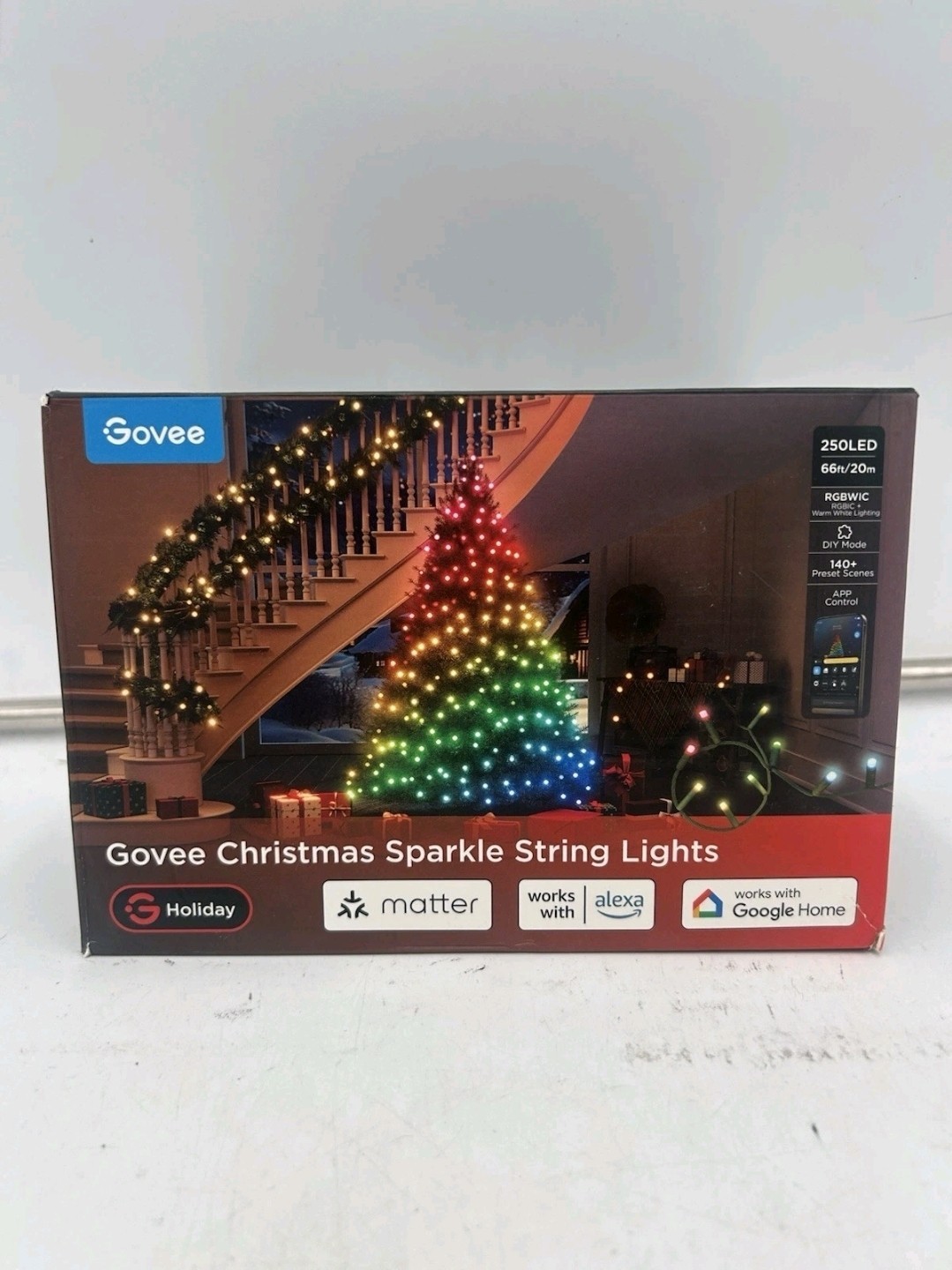 Govee Christmas Sparkle String Lights 66ft, RGBWIC String Lights  250 LED H6870