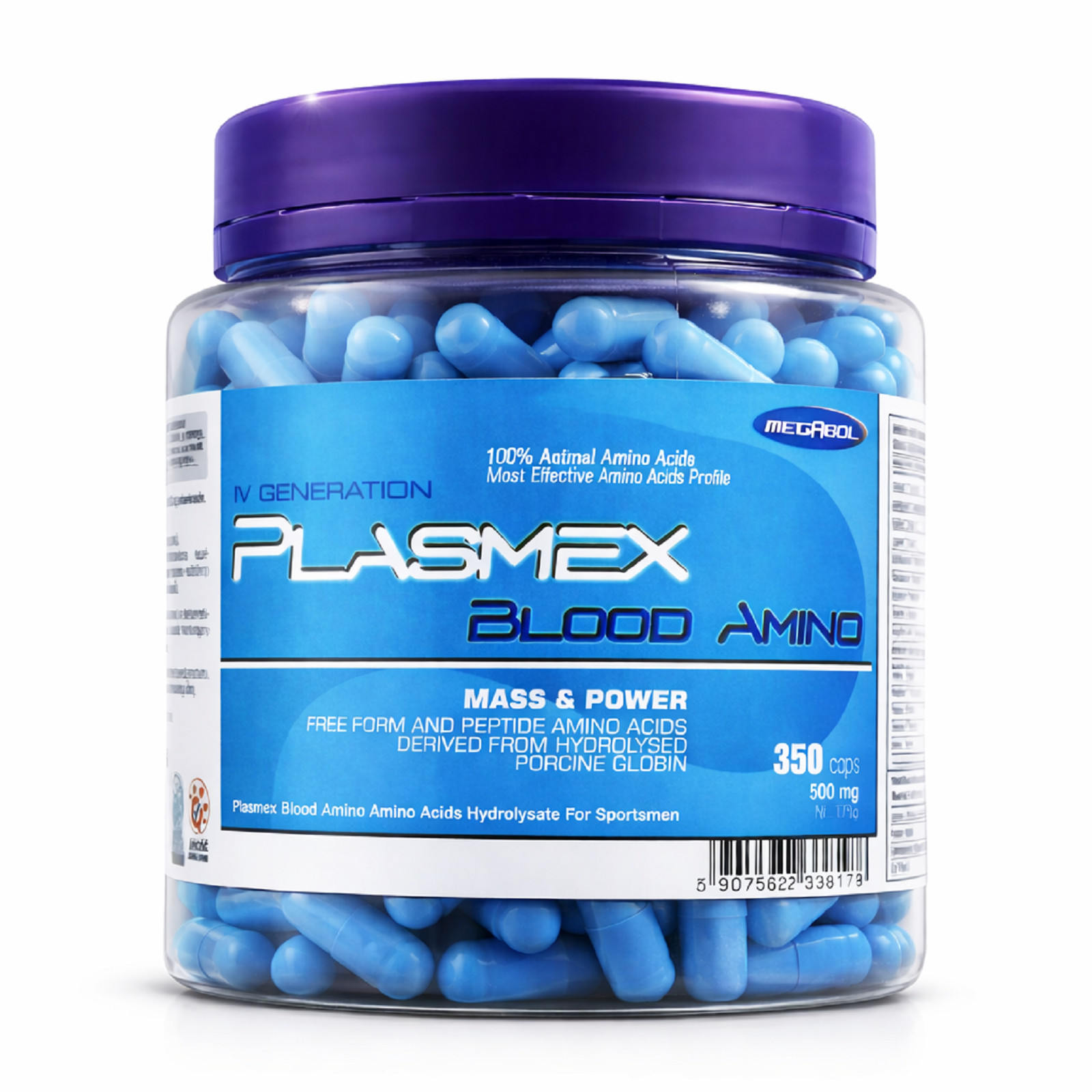 PLASMEX - 350 Capsules - Amino Acids BCAA - Mass & Power - Muscle Mass Growth