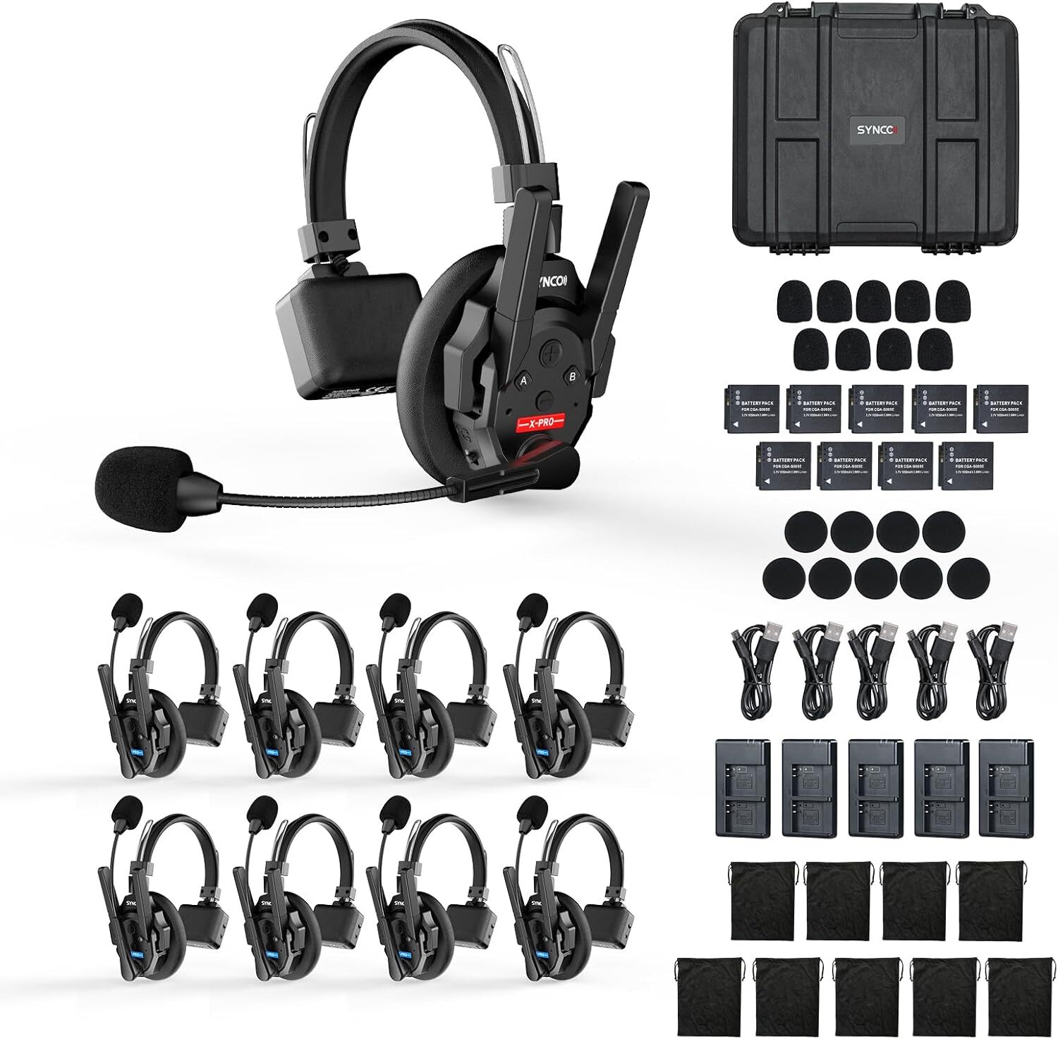 SYNCO XTALK XPRO9 Full Duplex Wireless Communication Interom Headset System