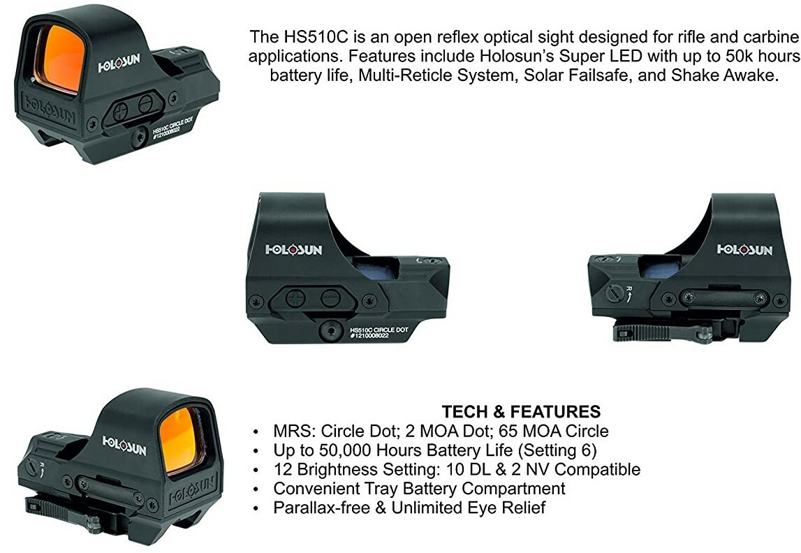 Holosun HS510C Reflex Red Dot Sight with Lens Cleaning Pen and Cloth Bundle