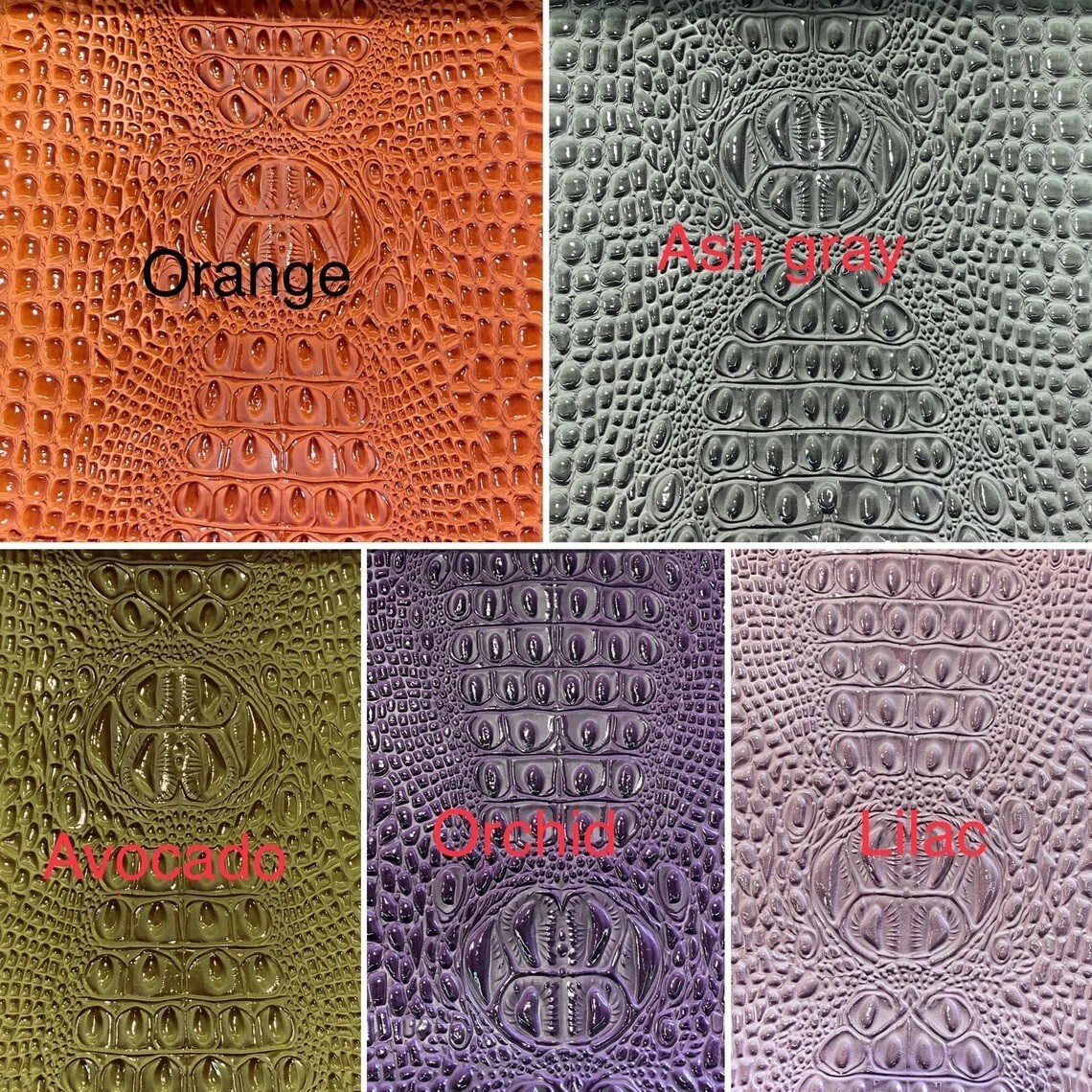 Swamp 3D Crocodile embossed Leather Faux vinyl fake upholstery apparel bags