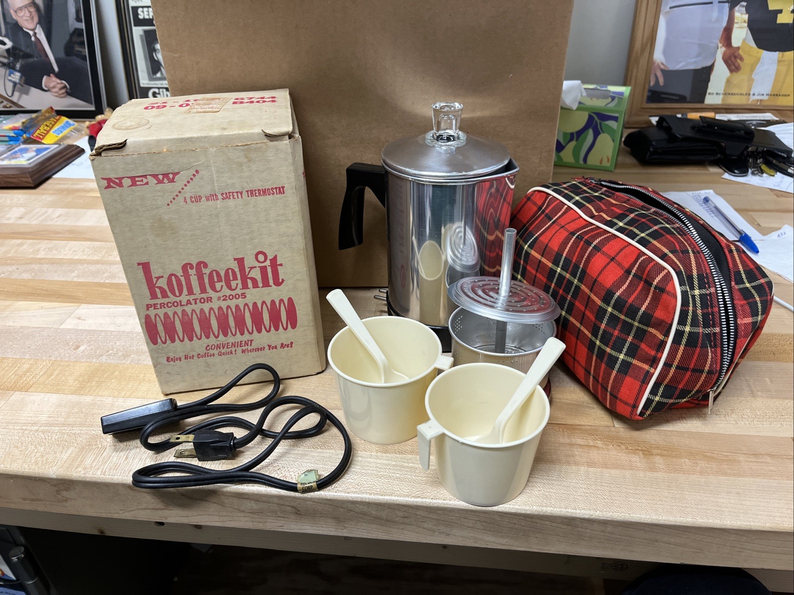 1950’s Koffeekit in Original Box & Bag Travel Coffee Pot Nostalgic VTG Rare