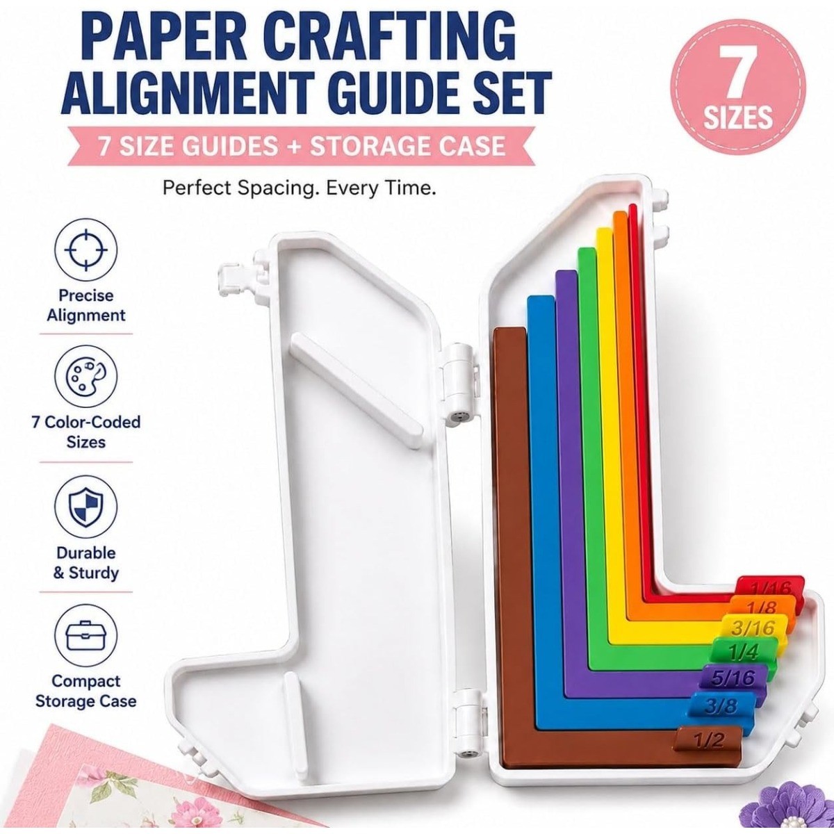 7 Size Paper Craft Alignment Guide Set Color Border Spacing Tool for Card Making