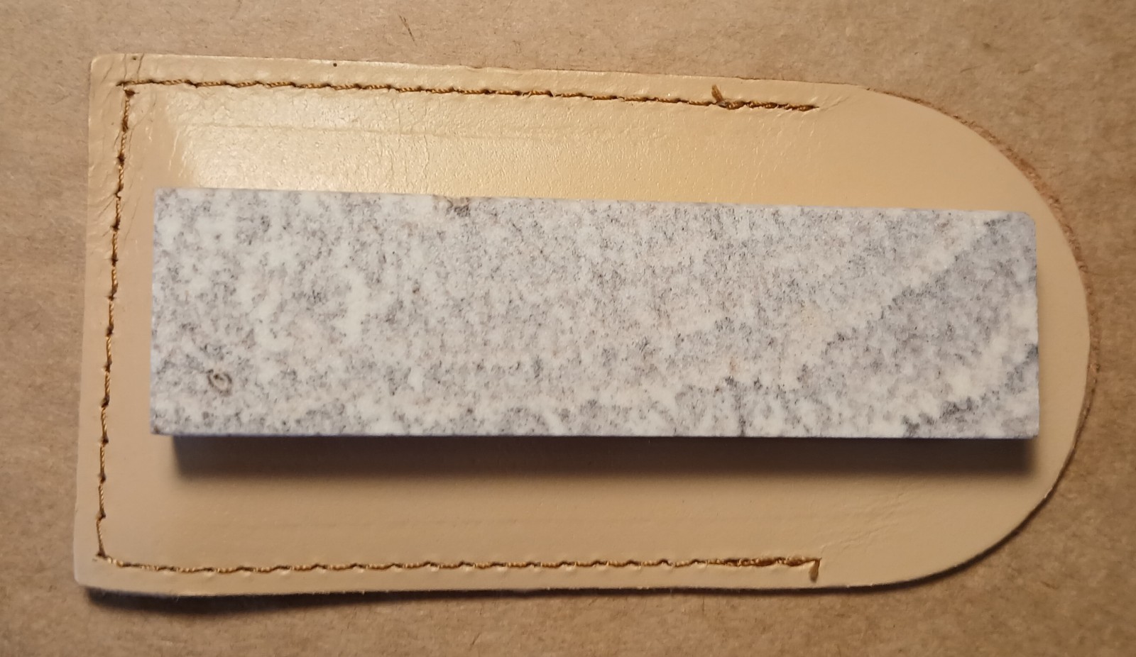 4"x 1"x 1/2" Soft Washita Pen Knife Stone In Leather Pouch, Oilstone, Whetstone