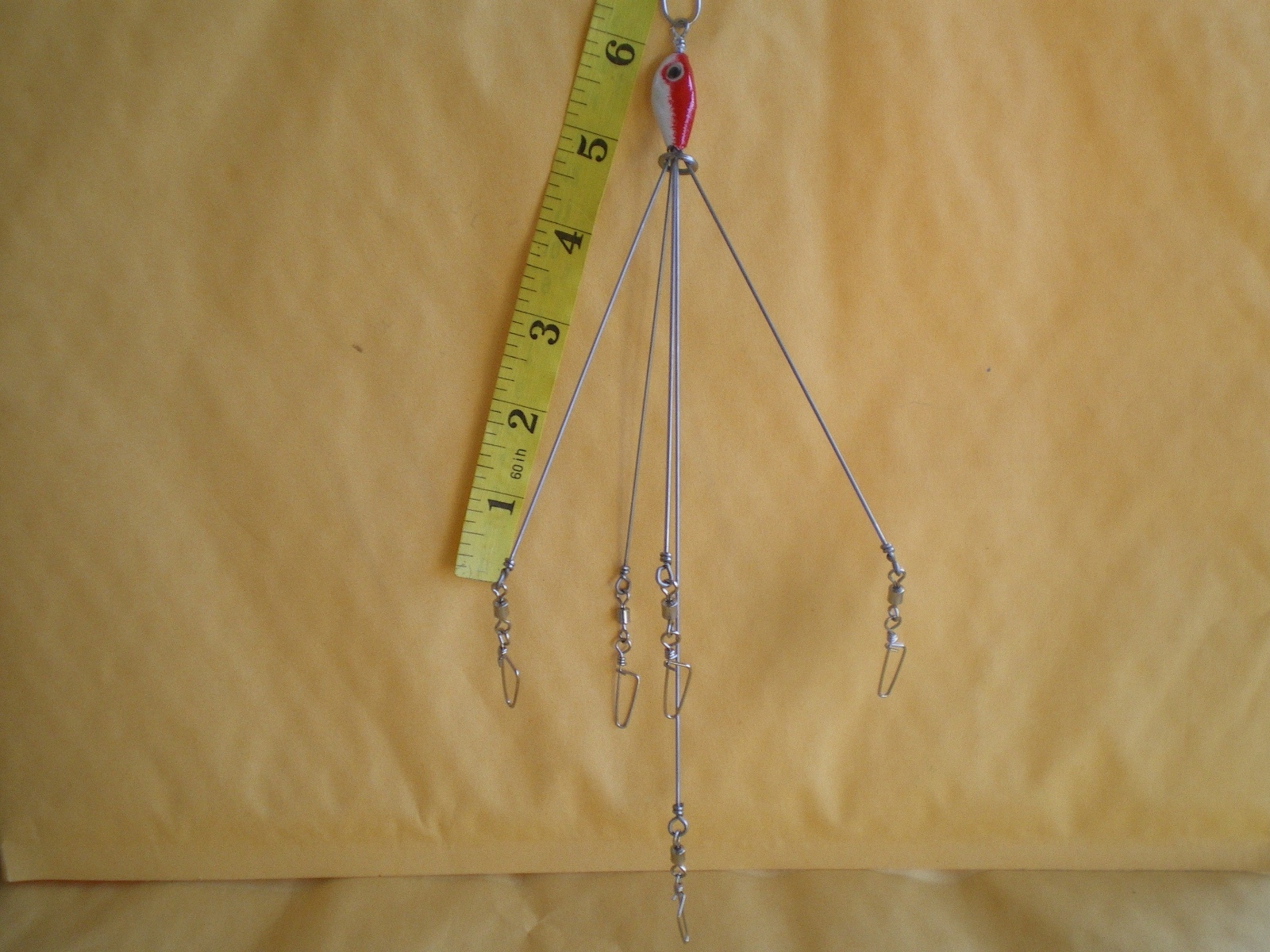 10 CRAPPIE,BASS RIG,TESTED IN ALABAMA, 5 ARMS/.041X5"X7"CENTER,CHOOSE ANY COLOR