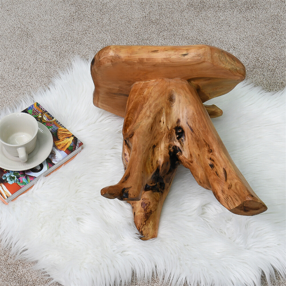 Cedar Roots Plant Stand Naturally Shaped Mushroom Stool Side Table 13.5"x12"x15"