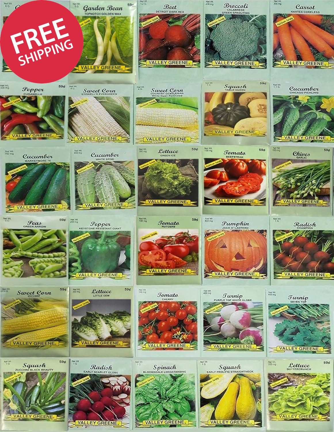 30 Packs of Deluxe  Heirloom Vegetable Garden Seeds Non-Gmo(Guaranteed 30 Differ
