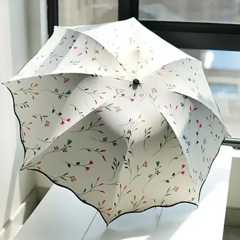 Floral ANTI-UV Foldable Umbrella Rain Women Mini Flower Umbrella For Women Windp