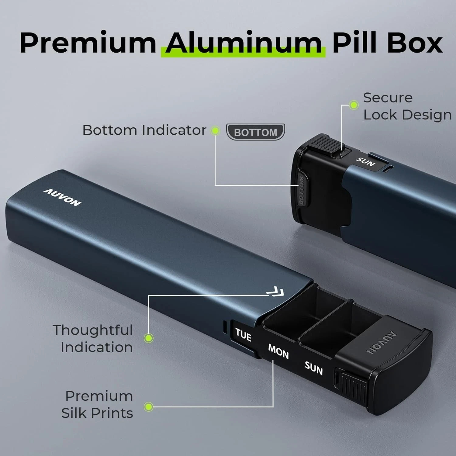 Metal Weekly Pill Organizer with Slide Design