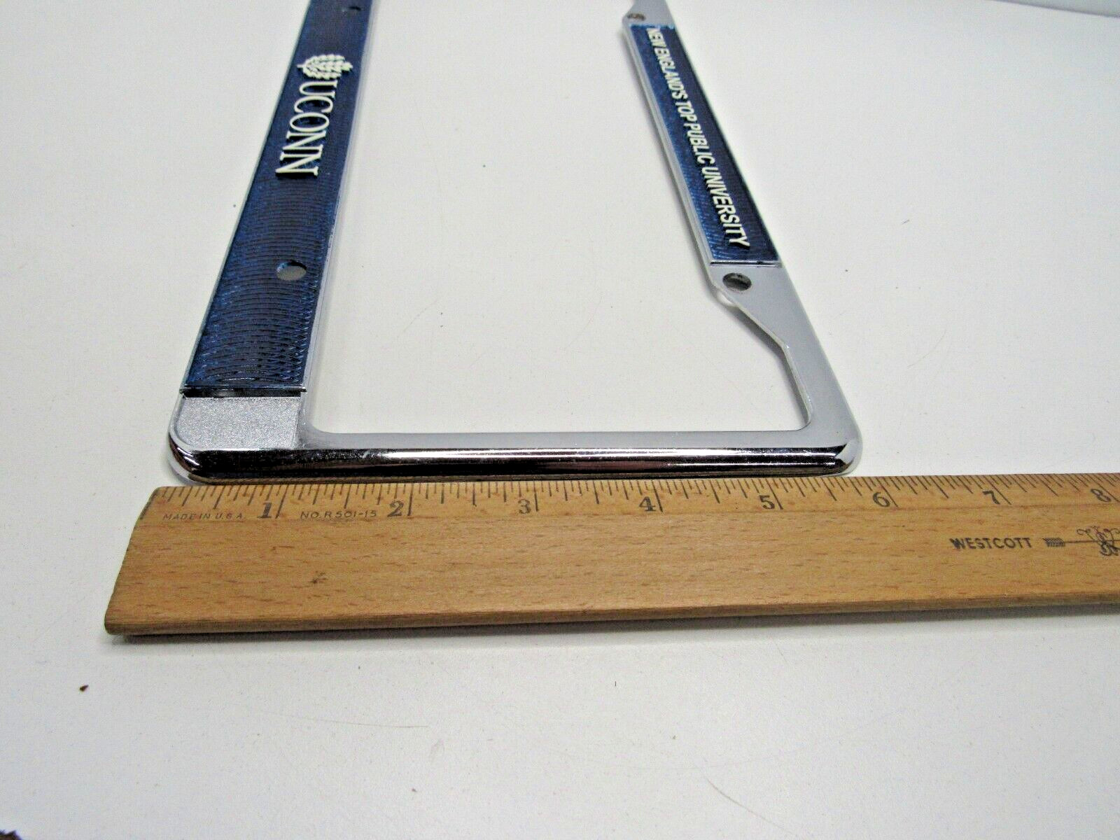 UCONN Public University Navy Blue Painted Chrome Metal License Frame #OH