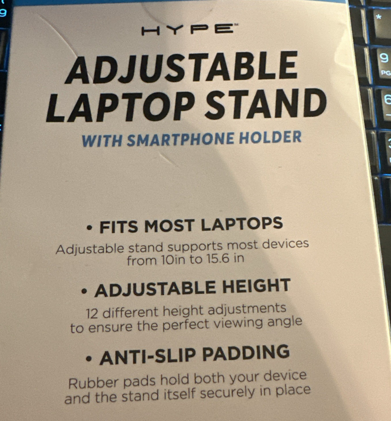 Hype Adjustable Laptop Stand With Smartphone Holder